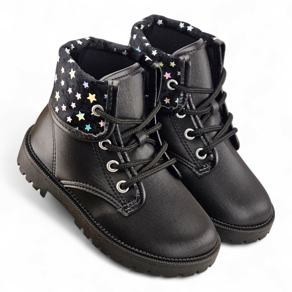 Bota Molekinha Detalhe Veludo Estrelas