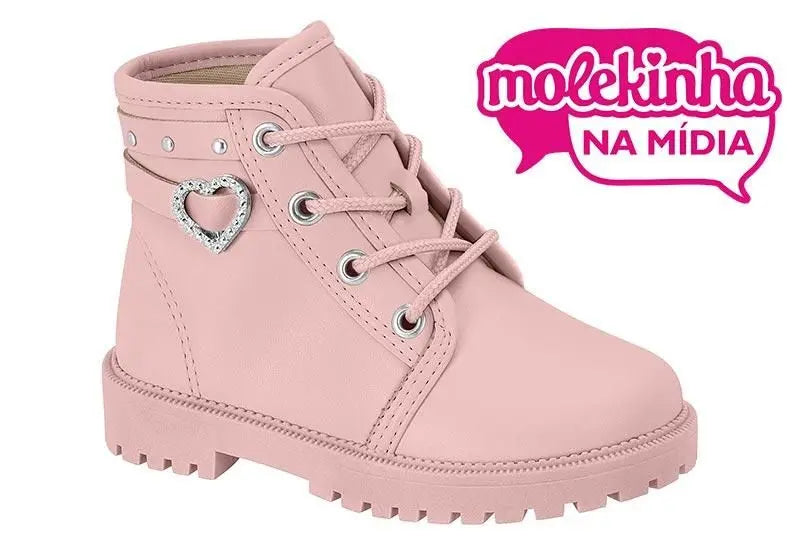 Bota Tratorado Infantil Molekinha Coração Preta