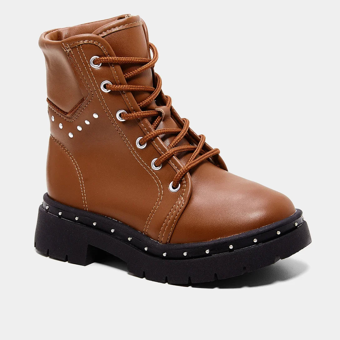 Bota Coturno Infantil Molekinha Menina - Caramelo