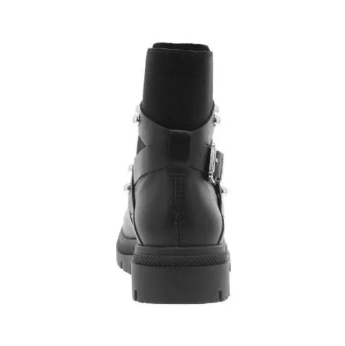 Bota Moleca Coturno Feminino Elástico Fivela Preta Moleca