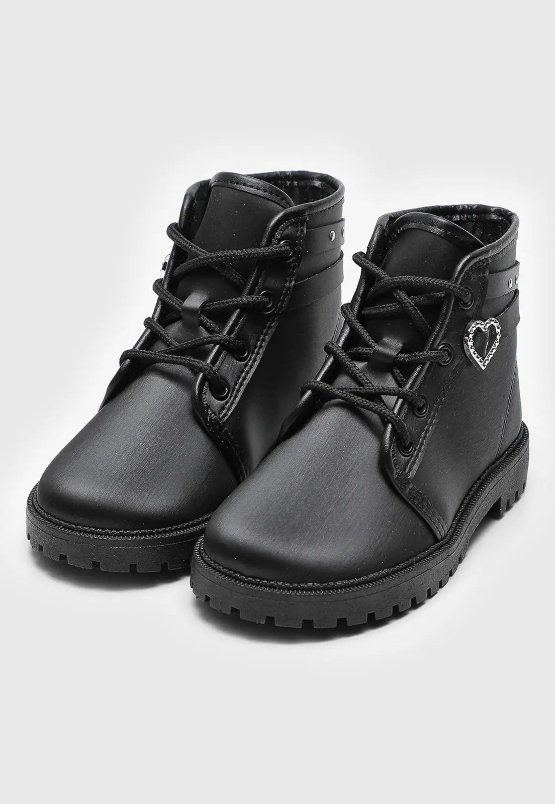 Bota Tratorado Infantil Molekinha Coração Preta